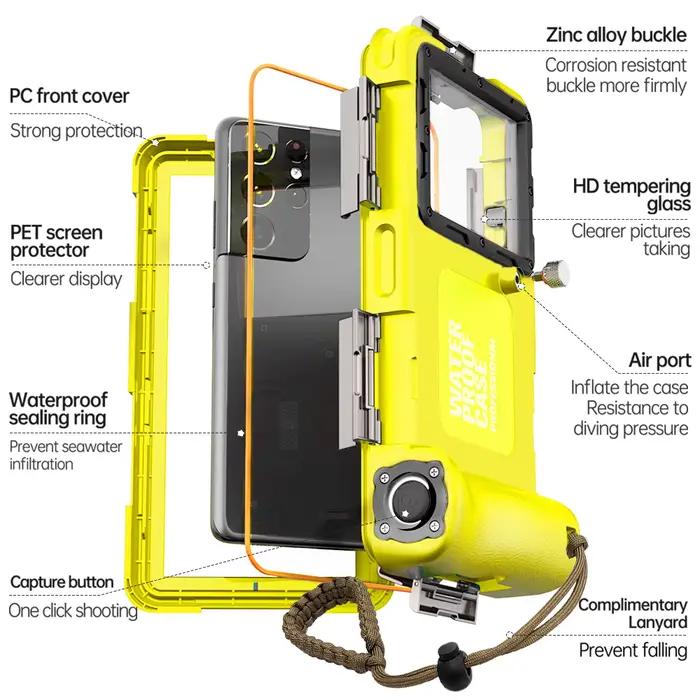 Étui de téléphone étanche universel multifonctionnel, durable, étanche, 15 m/50 pieds, 6.9 pouces, IP68, photographie de plongée professionnelle