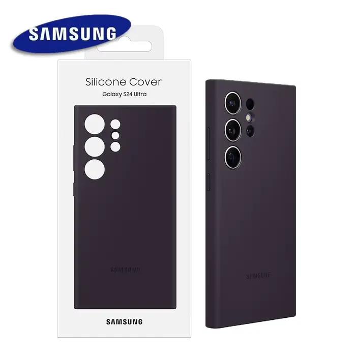 Coque arrière en silicone véritable pour Samsung Galaxy S24 Ultra S24 Plus S24 protection antichoc accessoire téléphone élégant pour femmes et hommes occasions spéciales