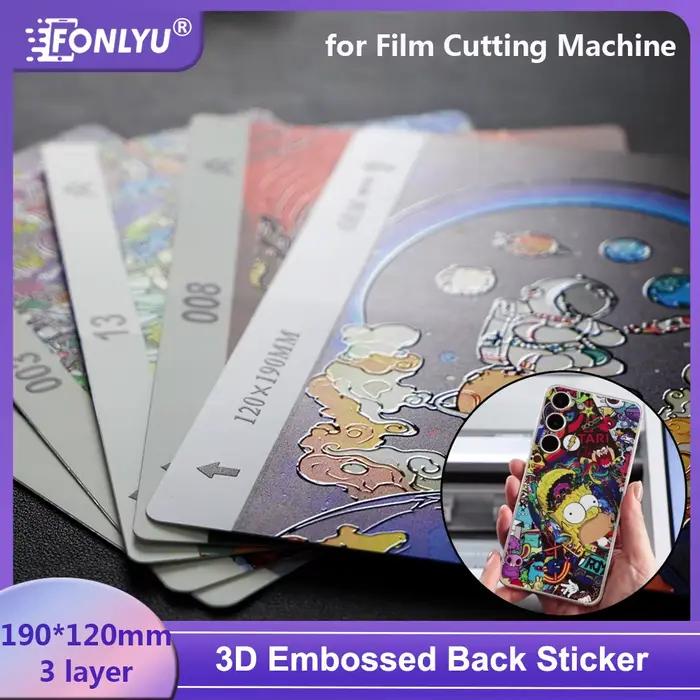 FONLYU 50pc 3D en relief peau arrière autocollant Film de protection feuille décorative