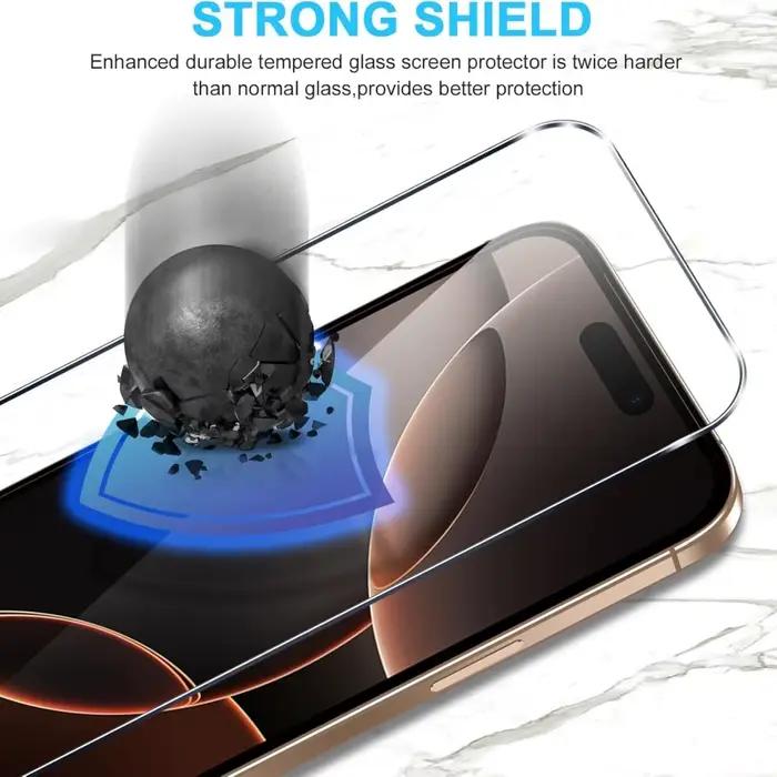 Film de protection en verre trempé NHIPPLN pour iPhone 11 12 13 14 15 16 17 18 Pro Max clair et sans rayures pour une utilisation quotidienne sans souci