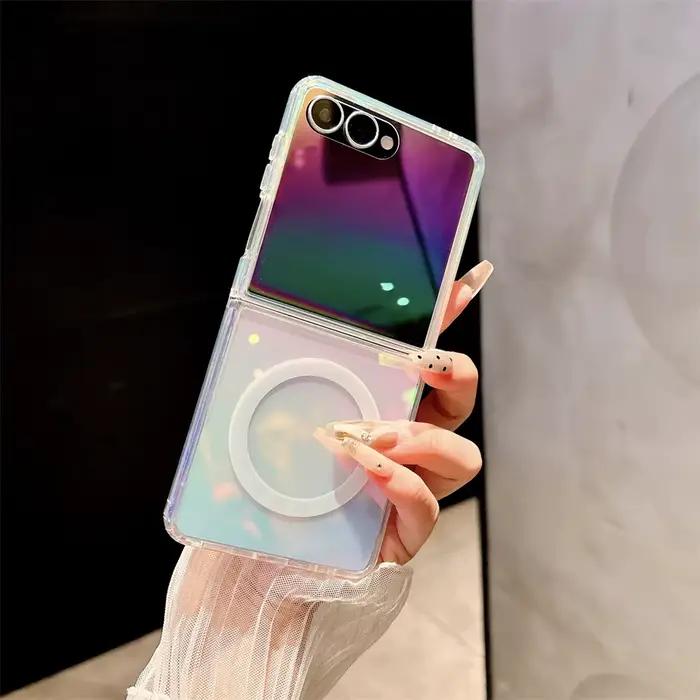 Pour Samsung Z Flip Fold 7 6 pour Magsafe coque de téléphone colorée pour Galaxy zflip zfold 5 4 3 5G dégradé clair acrylique couverture arrière