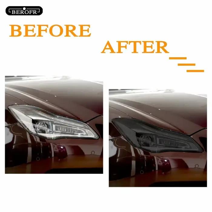 Film teinté de protection de la lumière du sauna de voiture, autocollant de protection en TPU transparent noir fumé pour MaserSauGhibl droante Quattroporte