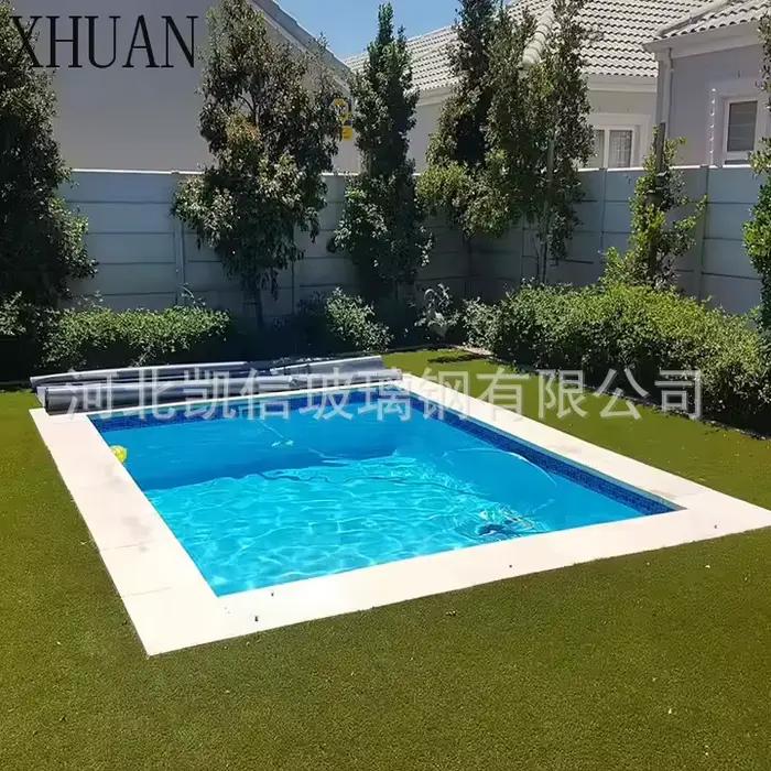 Piscine familiale, salle de sport, grande piscine extérieure en fibre de verre, piscine à débordement