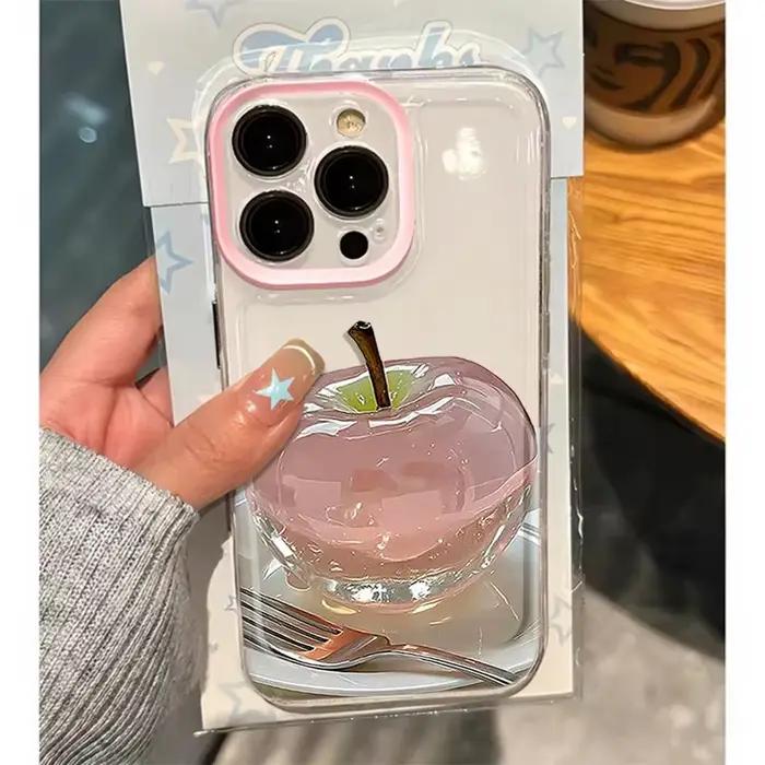Coque de téléphone en cristal rose artistique, Simple, douce et polyvalente, pour iPhone 16 E 15 14 13 12 11 Pro XS Max 7 8 Plus Y2K, jolie couverture