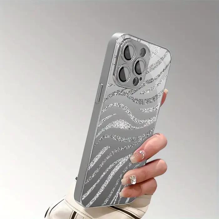 Étui de téléphone électro-plaqué à motif rayures zèbre scintillantes pour Samsung Galaxy S25 S24 S23 Ultra Plus FE