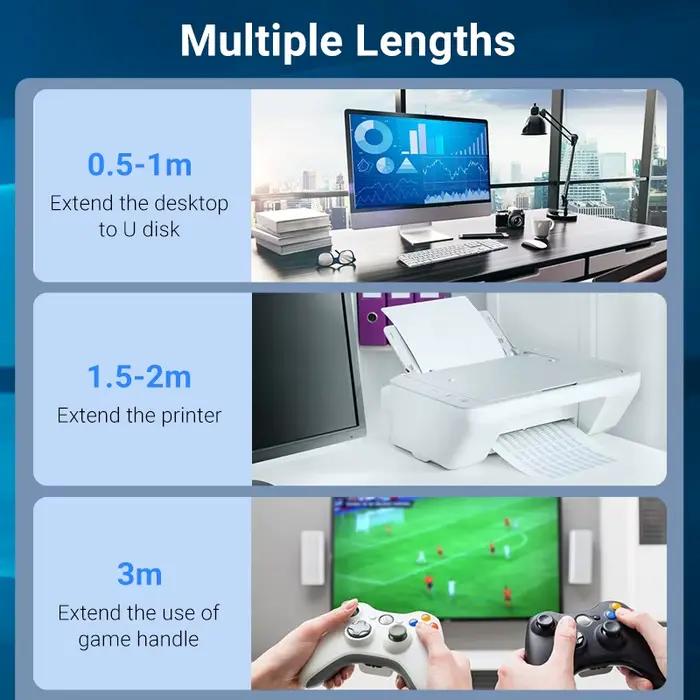 Vention Câble d'Extension USB 3.0, Accessoire pour PC, Smart TV, Xbox One, SSD, Vitesse Rapide