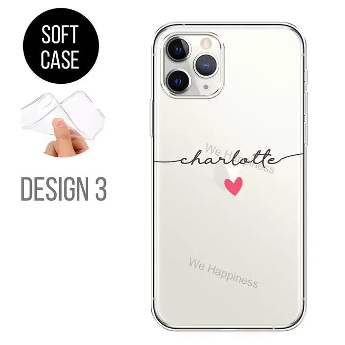 Coque de téléphone personnalisée coeurs nom personnalisé initiales téléphone housse en TPU pour iPhone 15 13 11 12 14 Pro Max mini Plus 7 8 X Xs max Xr