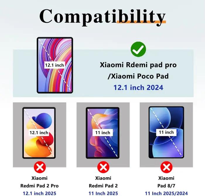 Film de protection pour Redmi Pad Pro 12.1 pouces 2024 HD avec caméra, verre trempé 9H, anti-rayures pour Xiaomi Poco Pad 12.1 pouces