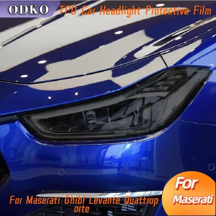 Film teinté de protection de la lumière du sauna de voiture, autocollant de protection en TPU transparent noir fumé pour MaserSauGhibl droante Quattroporte
