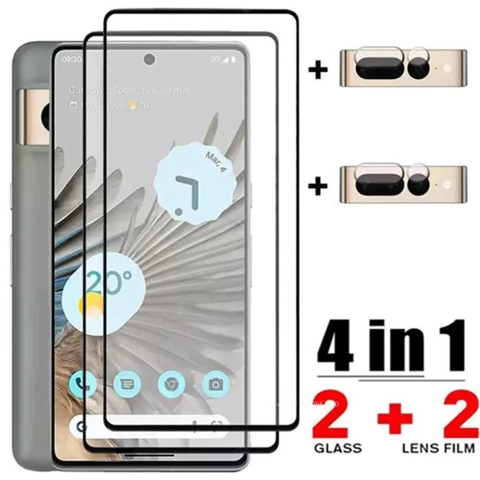 2 + 2 verre trempé pour Google Pixel 7 Pro protecteur plein écran lentille de caméra Film de protection Pixel6 6 Pro