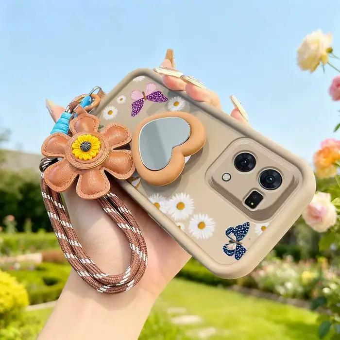 Coque de téléphone OPPO Reno7/Reno7Z/Reno7Pro/Reno6/Reno6 Pro/Reno6 Z papillon coloré avec support et embellissements artisanaux pour femmes et hommes occassions spéciales