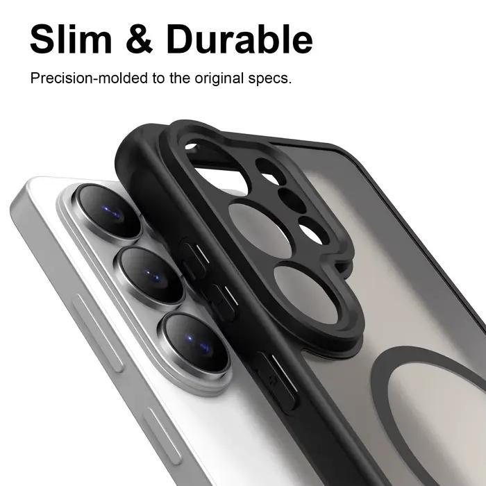 Étui Antichoc Givré pour Samsung Galaxy S26 Ultra S25 FE S24 Plus 5G, Coque Magnétique en Plastique de Haute Qualité avec Cadre en TPU, Protection Anti-Rayures et Anti-Poussière