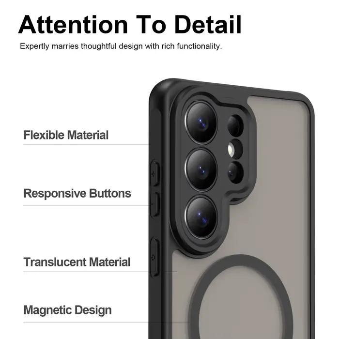 Étui Antichoc Givré pour Samsung Galaxy S26 Ultra S25 FE S24 Plus 5G, Coque Magnétique en Plastique de Haute Qualité avec Cadre en TPU, Protection Anti-Rayures et Anti-Poussière