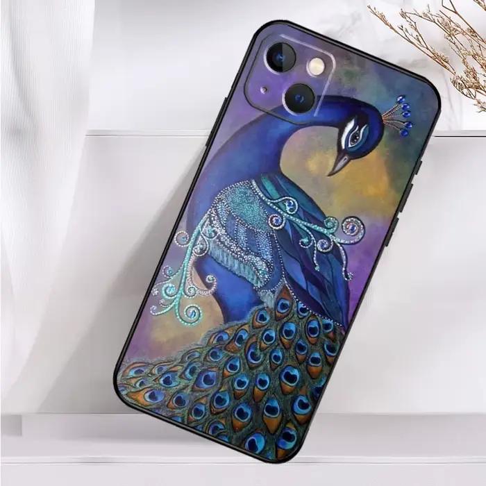 Coque antichoc Plume de Paon dessin animé pour iPhone 17 Pro Max 16 Pro Max 15 Pro Max 14 Pro Max 13 Pro Max 12 Pro Max 11 16e 16 16 Mini 17 Mini 17 Air protection silicone design unique occassions spéciales