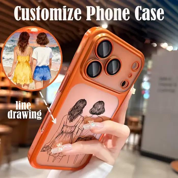 Coque de téléphone personnalisée DIY à motif dessin au trait pour iPhone 17 16 15 14 13 12 Pro Max