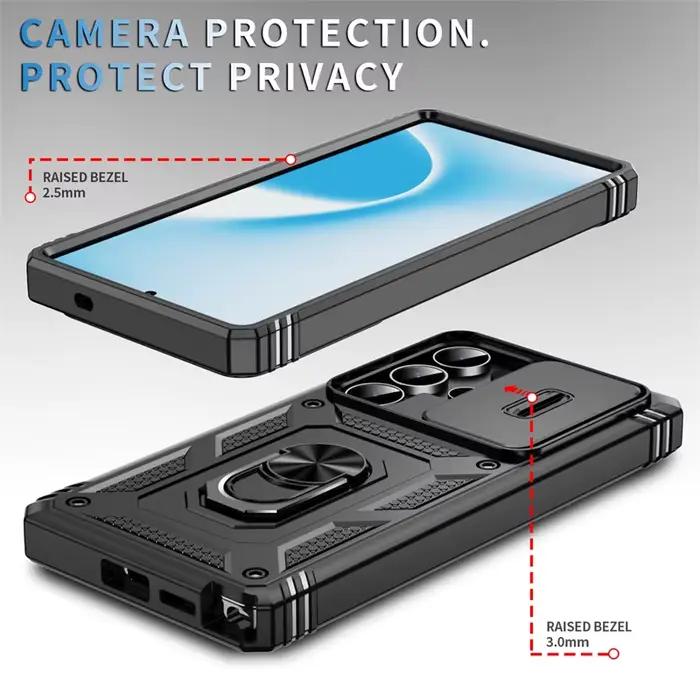Coque blindée robuste avec anneau de protection pour Samsung Galaxy S25 S24 S23 S22 S21 Ultra S20 FE Plus Note 20 Ultra coque fond coque de téléphone full protection chống sốc shockproof 3 trong 1 métal ring holder support bracket function