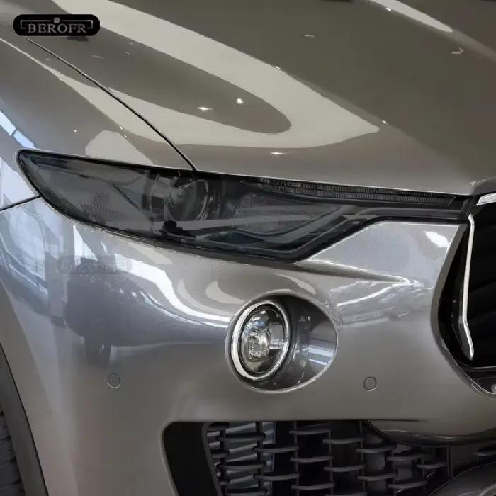 Film teinté de protection de la lumière du sauna de voiture, autocollant de protection en TPU transparent noir fumé pour MaserSauGhibl droante Quattroporte