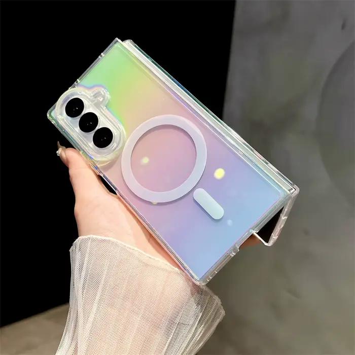 Pour Samsung Z Flip Fold 7 6 pour Magsafe coque de téléphone colorée pour Galaxy zflip zfold 5 4 3 5G dégradé clair acrylique couverture arrière
