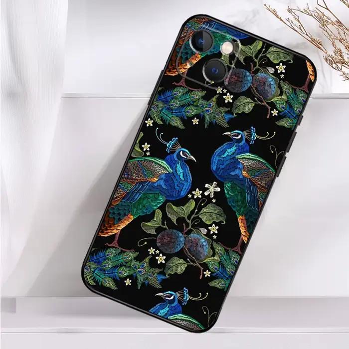 Coque antichoc Plume de Paon dessin animé pour iPhone 17 Pro Max 16 Pro Max 15 Pro Max 14 Pro Max 13 Pro Max 12 Pro Max 11 16e 16 16 Mini 17 Mini 17 Air protection silicone design unique occassions spéciales