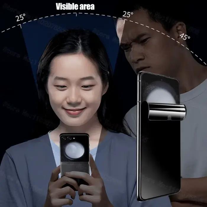 Protection de confidentialité 4 en 1 pour Samsung Z Flip 7 FE 6 5 4 3 2 Films Hydrogel résistants aux rayures Protecteurs d'écran faciles à installer