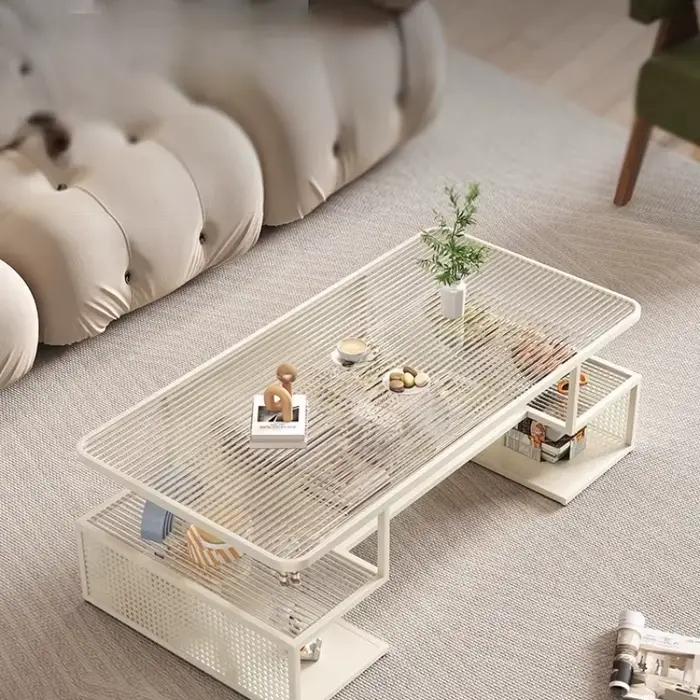 Tables basses rectangulaires blanches en verre De luxe Tables basses minimalistes modernes Premium uniques Mesitas De Noche accessoires De maison