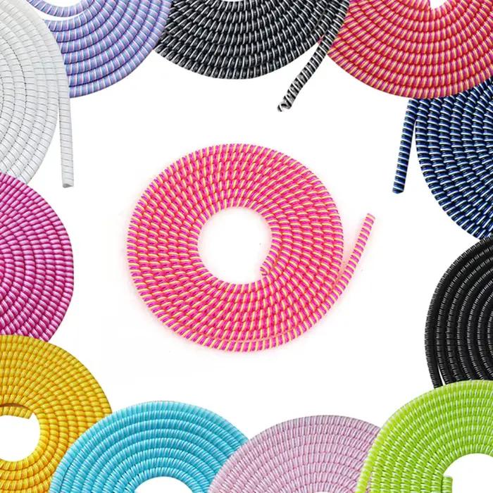 Câble de fil de téléphone de couleur de 1.4m, corde de protection à ressort Anti-rupture pour câble de chargement USB écouteur enrouleur de bobine de données
