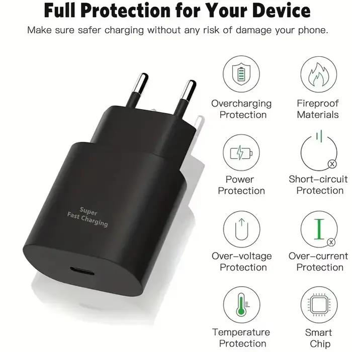 25W USB ue chargeur QC 3.0 Charge rapide pour Samsung S20 S21