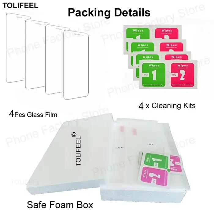 4 pièces verre trempé pour Motorola Moto G56 G86 G15 G05 G45 G75 G34 G54 G64 G84 E14 E15 Film de protection d'écran
