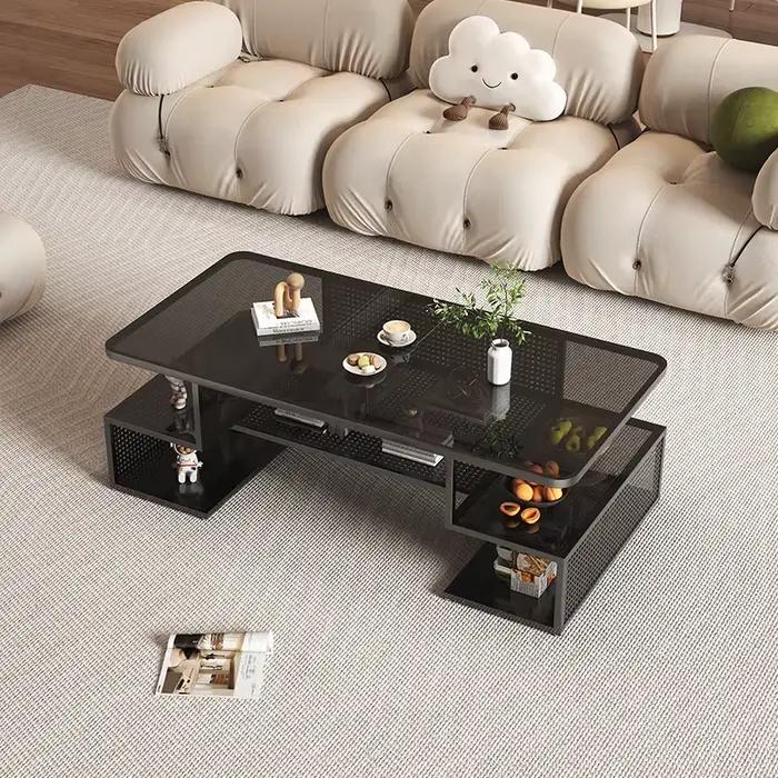 Tables basses rectangulaires blanches en verre De luxe Tables basses minimalistes modernes Premium uniques Mesitas De Noche accessoires De maison