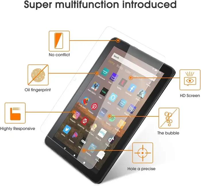 Protection en verre trempé pour tablette Amazon Fire HD 8 10e génération 2020 facile à installer et à entretenir pour un écran toujours propre et exempt de toutes imperfections
