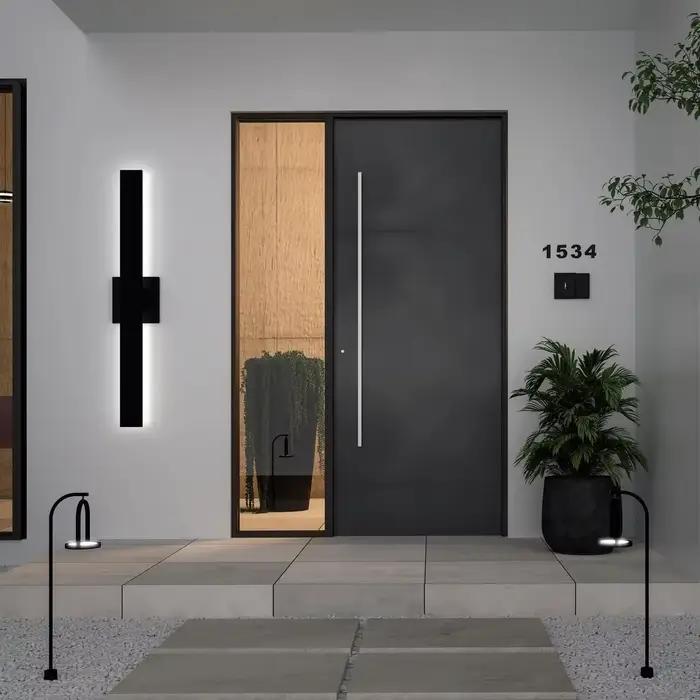 Portes principales de prix d'usine pour la sécurité de la maison, portes en aluminium et métal au Design moderne, verre trempé pour porte d'entrée personnalisée de Villa