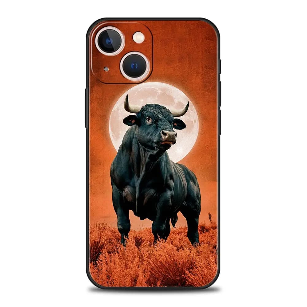 Coque de téléphone de luxe en forme d'animal taureau, étui souple antichoc en TPU pour iPhone 16 13