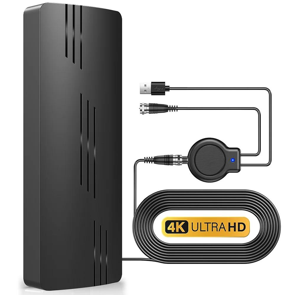 Antenne TV numérique HDTV amplifiée 1080p 4K pour extérieur/intérieur, câble coaxial de haute qualit