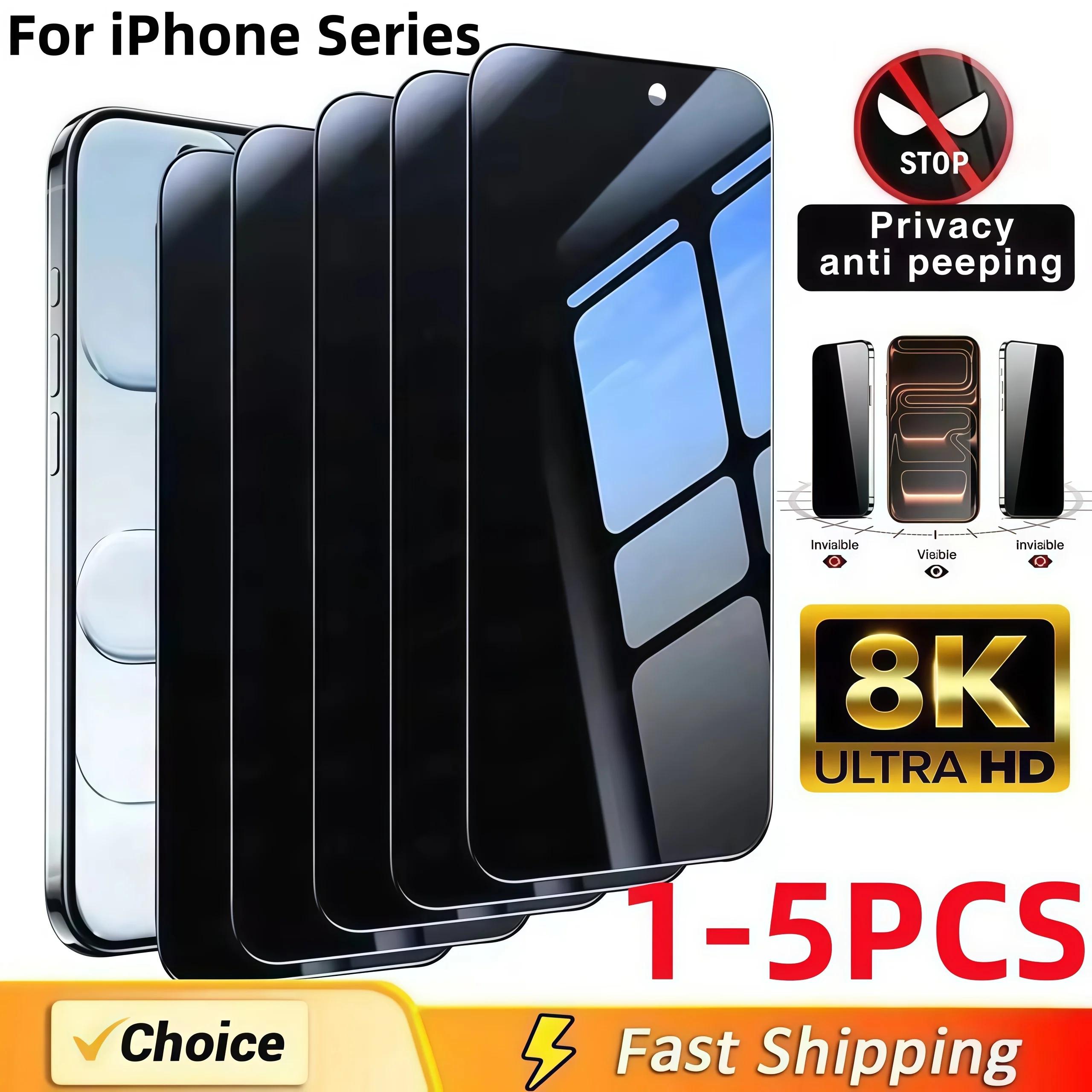 Protecteur d'écran pour iPhone 11 12 13 14 15 16 17 Pro Max 14 15 16 Plus 16e, 1 à 5 pièces, en verr