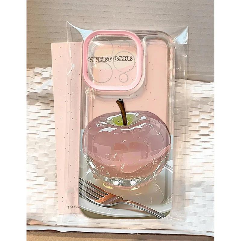 Coque de téléphone en cristal rose artistique, Simple, douce et polyvalente, pour iPhone 16 E 15 14 13 12 11 Pro XS Max 7 8 Plus Y2K, jolie couverture