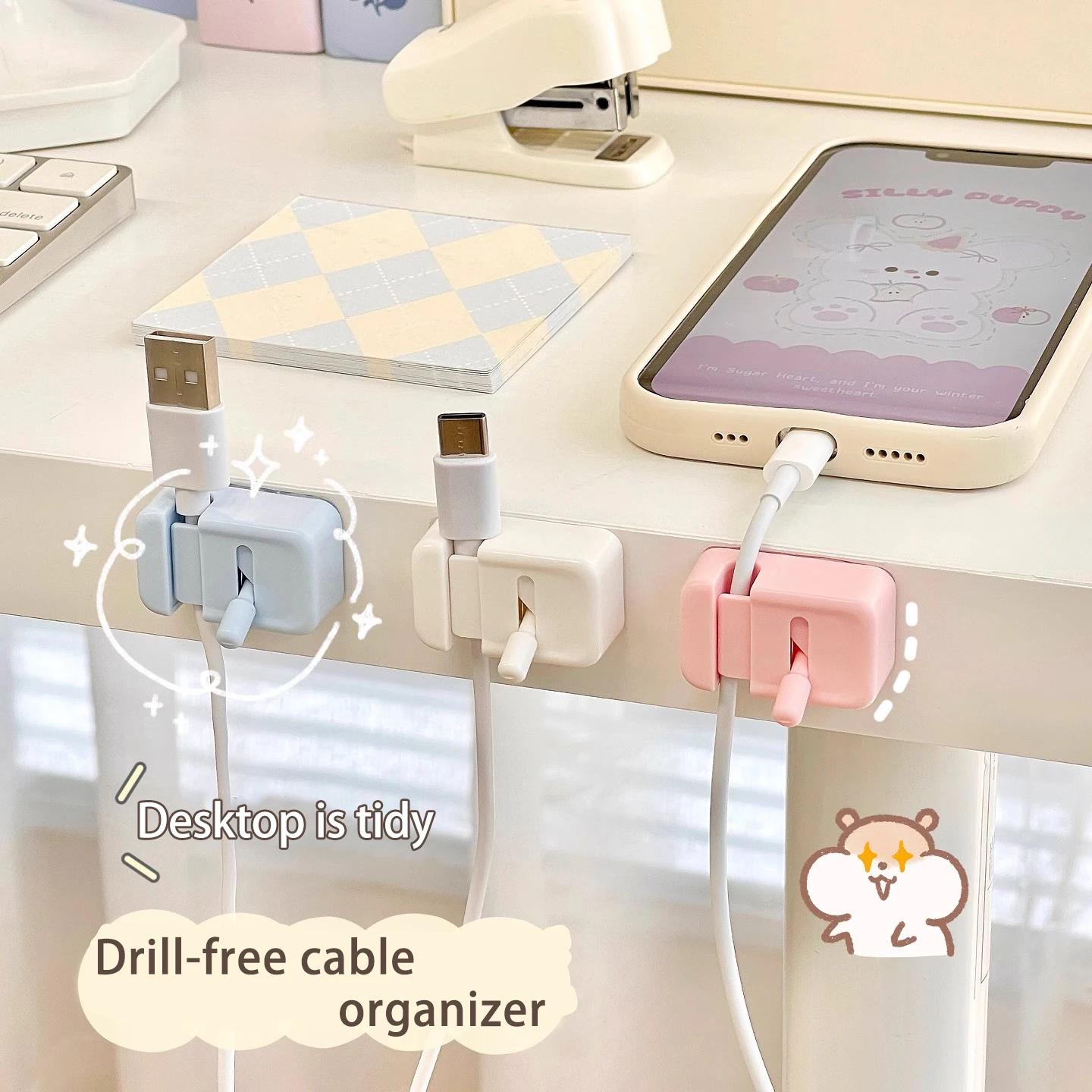 Clip de gestion des câbles pour bureau - Organisateur de câbles simple à fixer sur le bord, sans perçage, pour câbles de charge et fils de données.