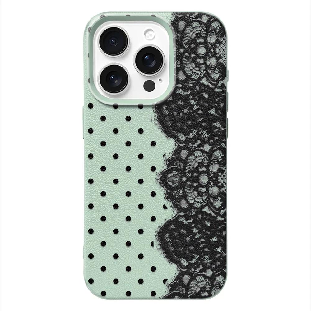 Étui de téléphone élégant en dentelle à pois pour Samsung A05S A06 A07 A15 A16 A34 A35 A53 A54 S23 S25 Ultra, coque souple antichoc Funda