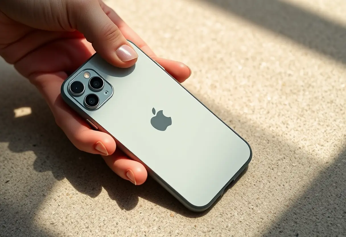Iphone 13 dans une coque en silicone antidérapante