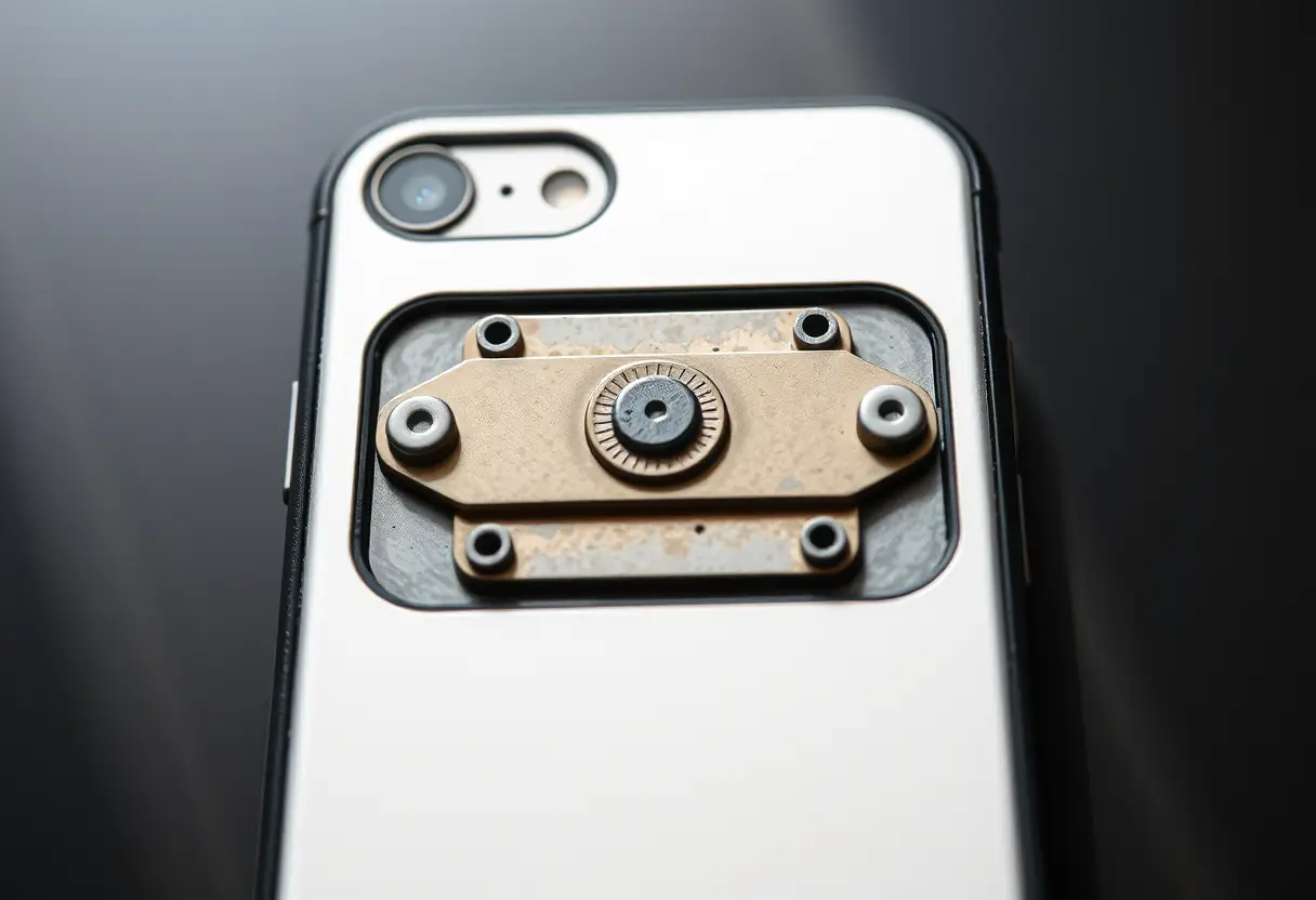 Une pièce métallique ajoutant solidité et élégance à une coque de téléphone